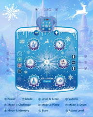 Humzo Frozen dance mat mode Piano invites kids to practice rhythm through playful tunes.