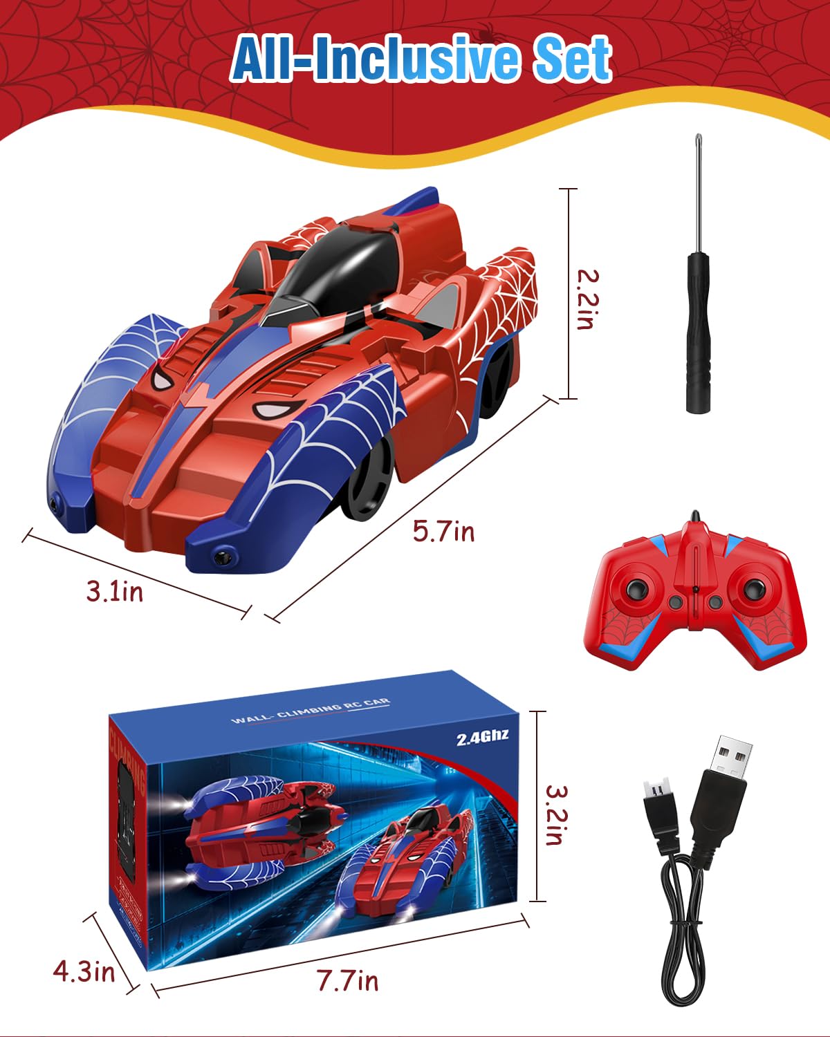 Humzo Spider Hero remote-control in hand illustrates simple control for children.