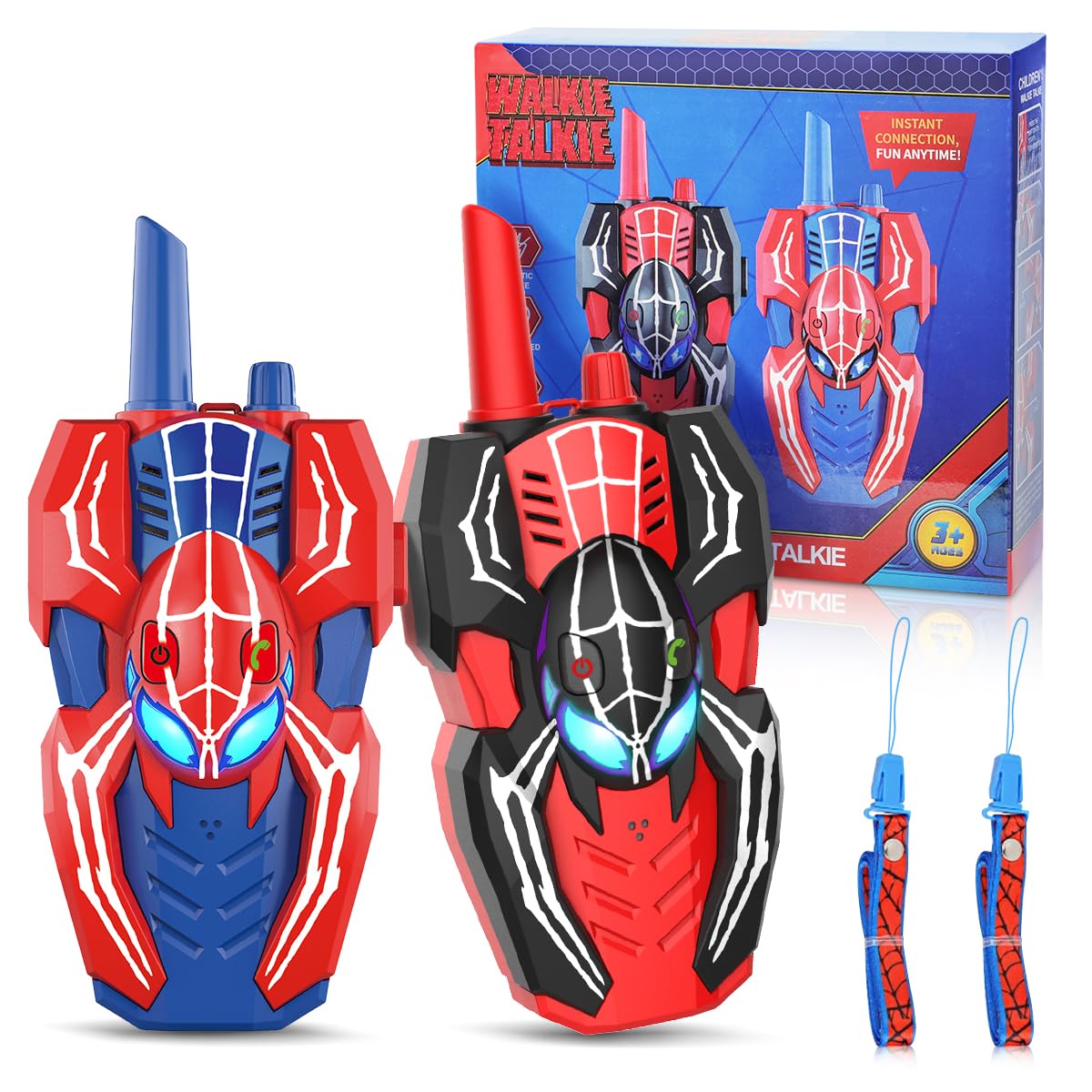 Humzo Spider Hero walkie talkies front view, durable kid-friendly communicator for adventures