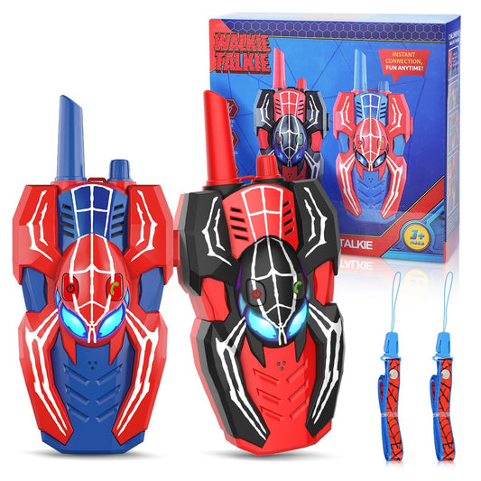 Humzo Spider Hero walkie talkies front view, durable kid-friendly communicator for adventures