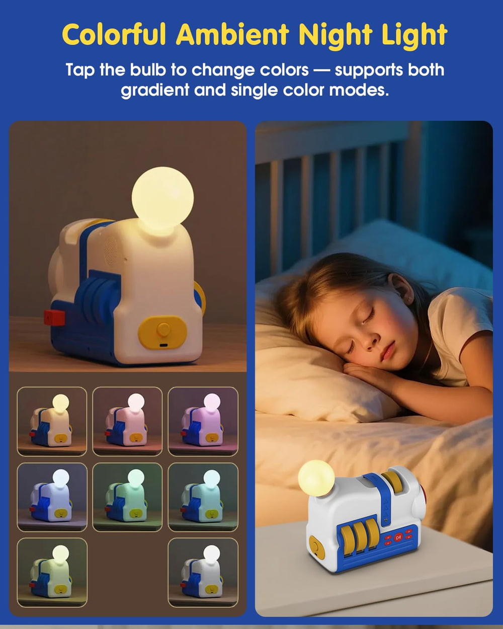 Humzo gradient night light creates soothing ambience for winding down.