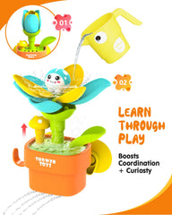 Humzo watering cup action demonstrates cause and effect during bath.