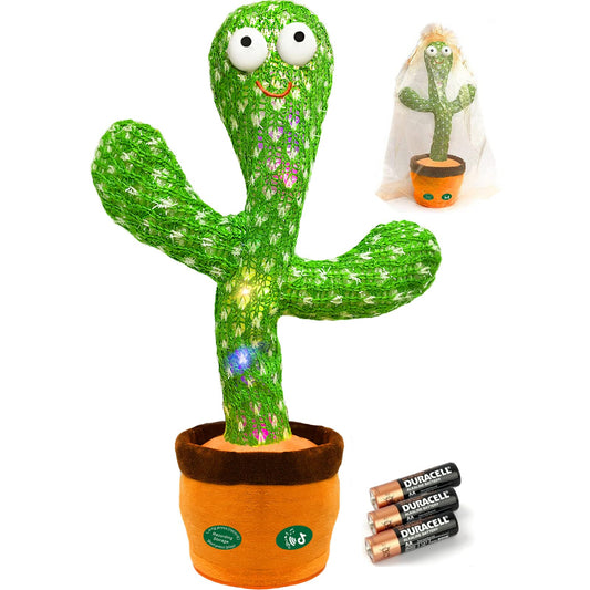 Hunfur Christmas dancing cactus toy with festive LED motion for family fun.