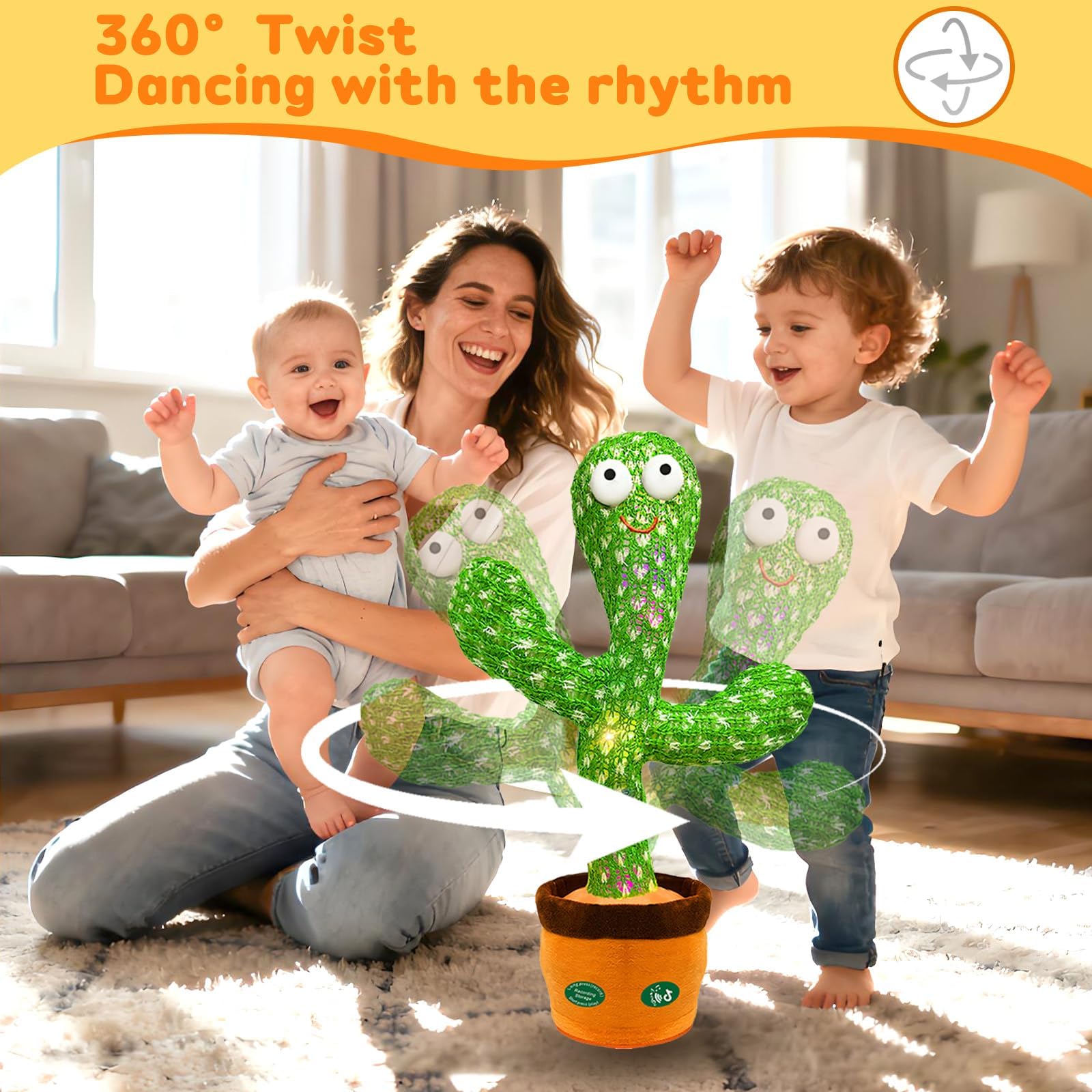 Child interacts with Hunfur cactus toy encouraging speech and social skill