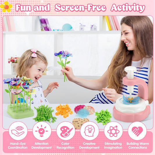 Hunfur flower maker tool set ready for kids to assemble vibrant blooms—encourages creativity.