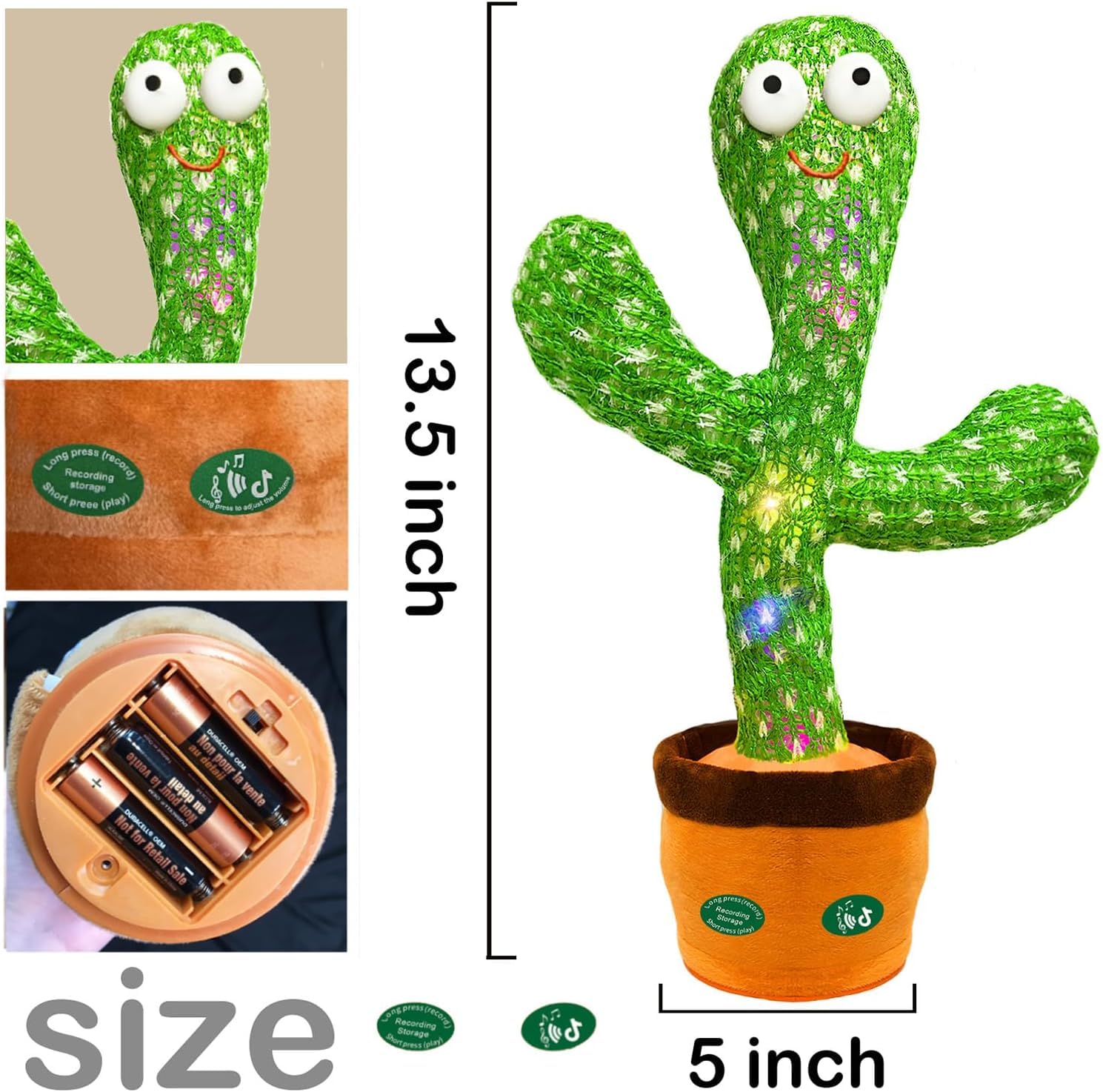 Hunfur Sunny the Cactus toy stands sturdily on a table for safe display.