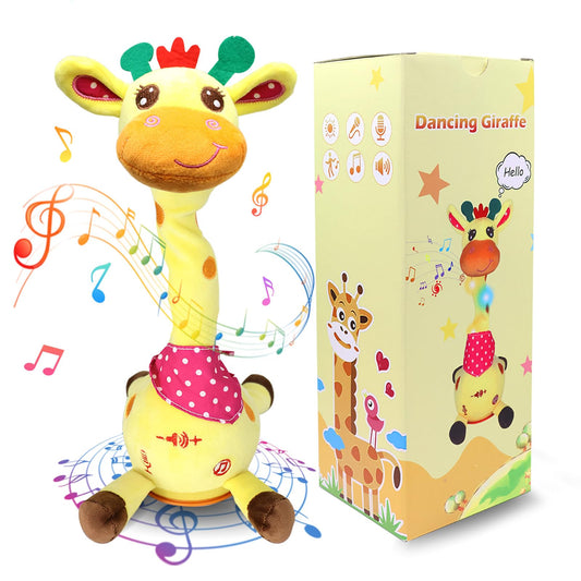 Hunfur talking dancing giraffe toy close-up showing cheerful face and interactive learning potential.