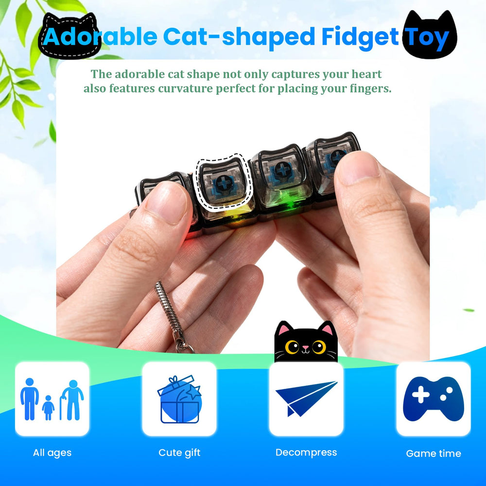 Hunfuthr cat keyboard fidget black LED-lit design convenient for on-the-go calm.