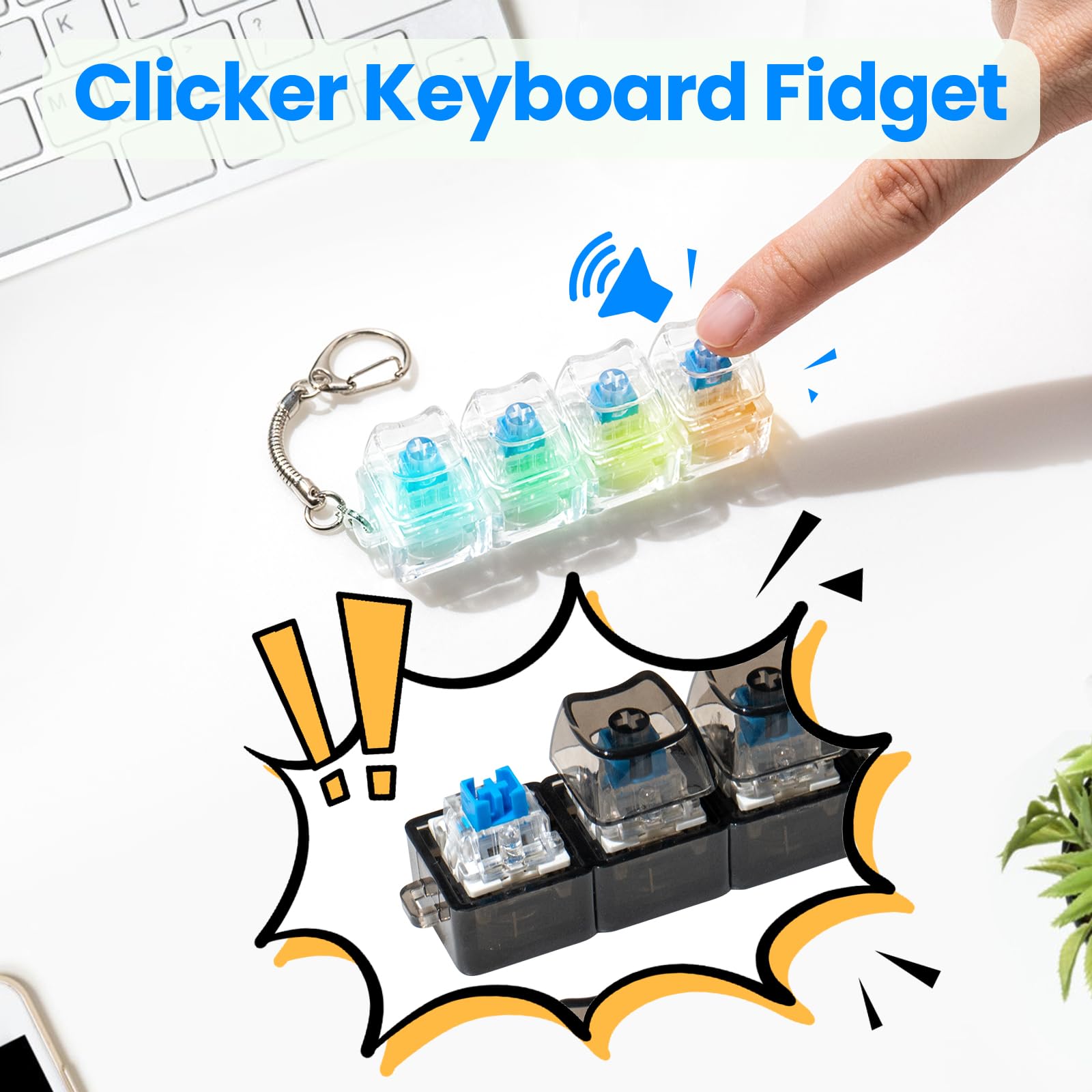 Hunfuthr 4-pack keyboard fidget cat black LED portable anxiety relief.
