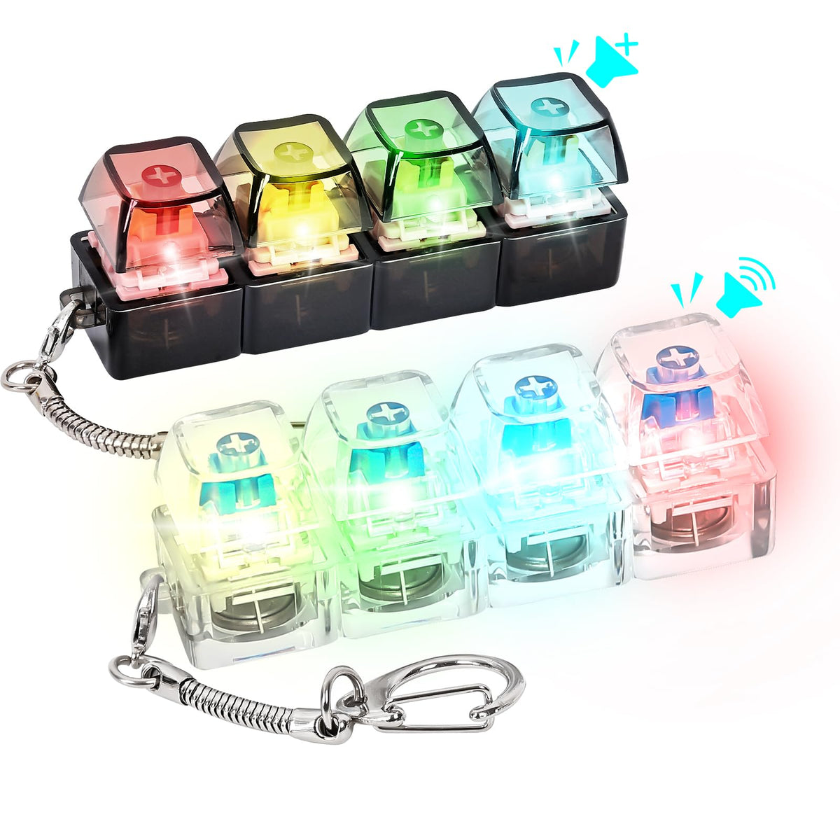 Hunfuthr black-transparent 4-keyboard fidget for focused work with satisfying click