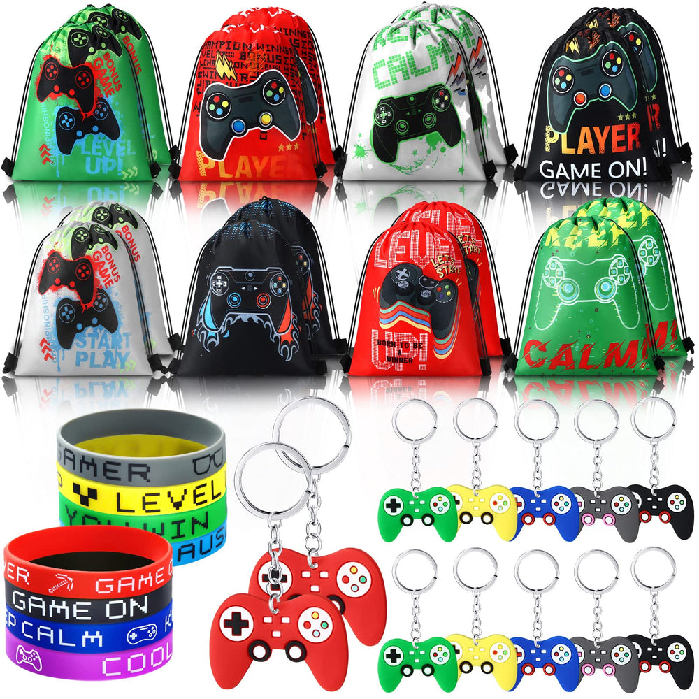 Hungdao 48-pcs game party gift bags in vibrant designs for guests