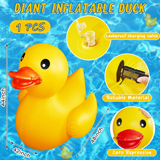 Hungdao yellow rubber duck pool float front view ideal for summer gatherings.