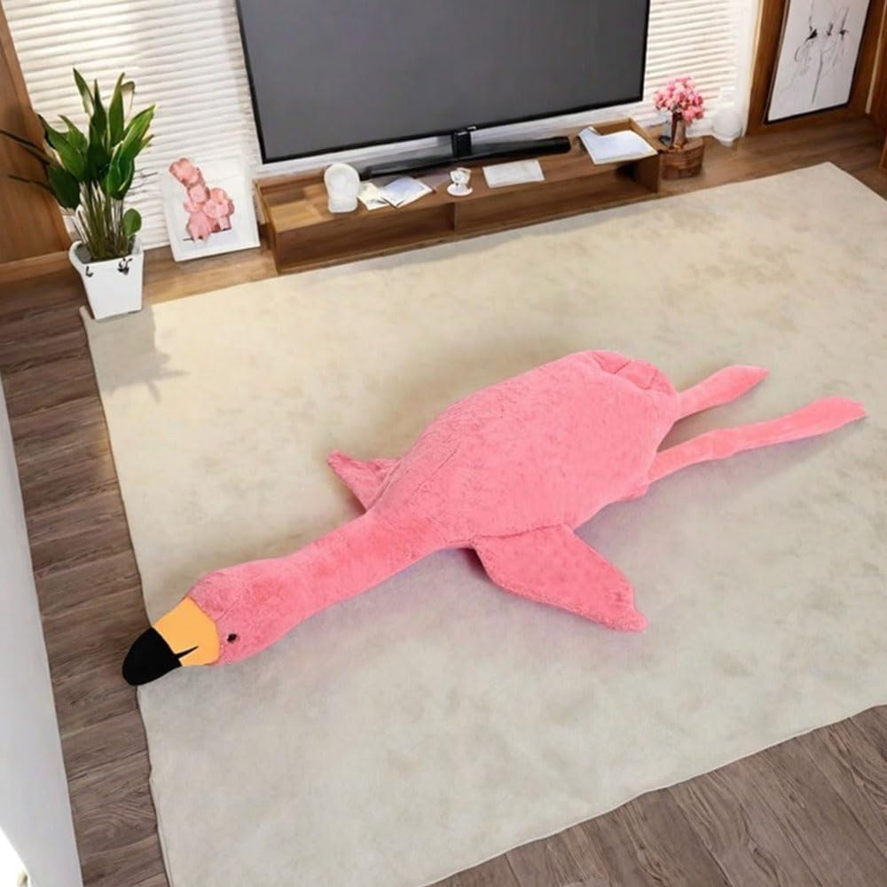 Huniupore flamingo plush face detail with cute stitched features