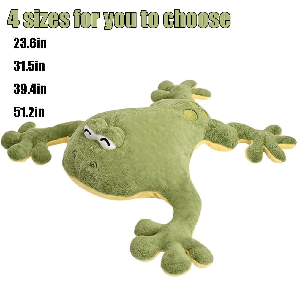 Huniupore green frog plush with soft filling for cozy squeezes.