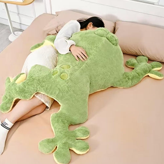 Huniupore large frog plush front view shows a cuddly, oversized hug buddy for kids