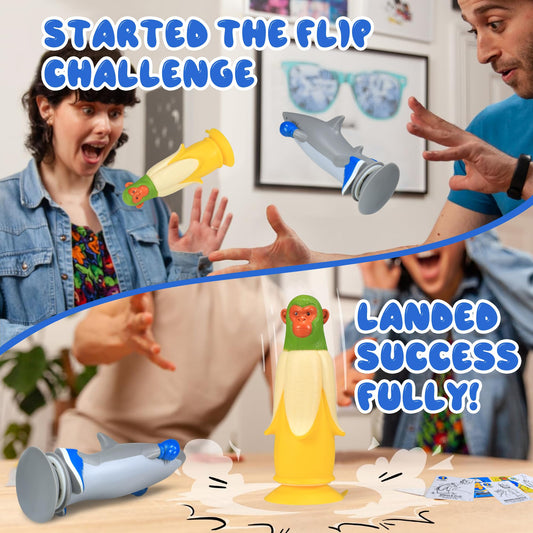 HUNKING Banana Monkey vs SharkMan toss action image, quick party fun and engagement.