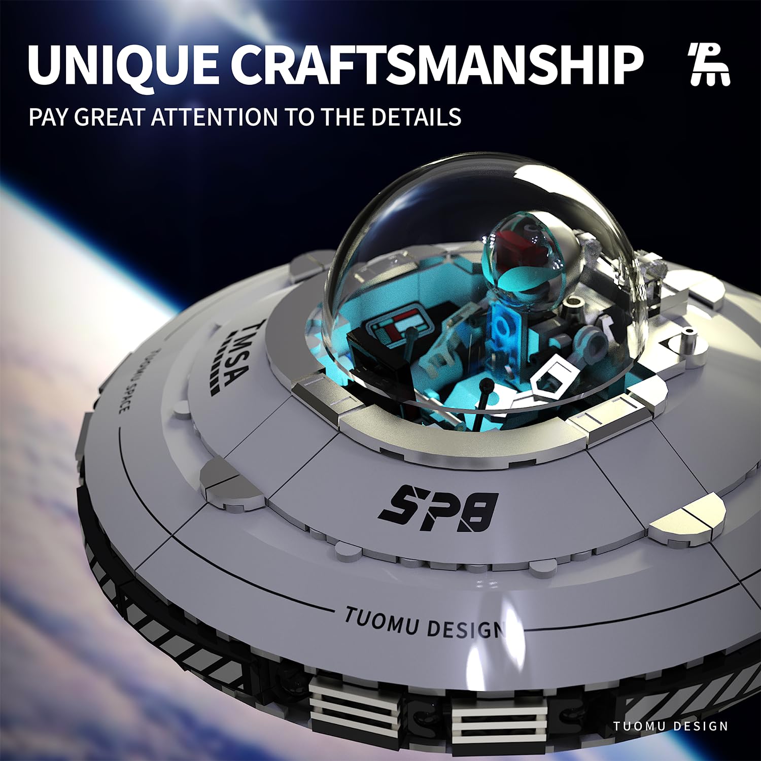 HUNKING UFO-front-detail captures the sleek sci-fi profile for a collectible vibe