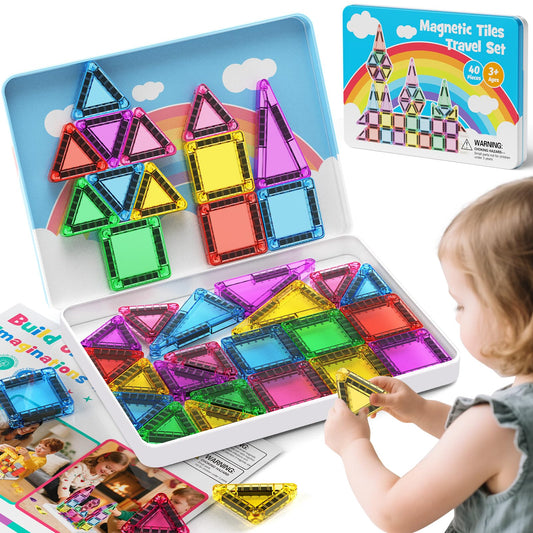 Hunloot 40-piece magnetic tiles for creative building on the go