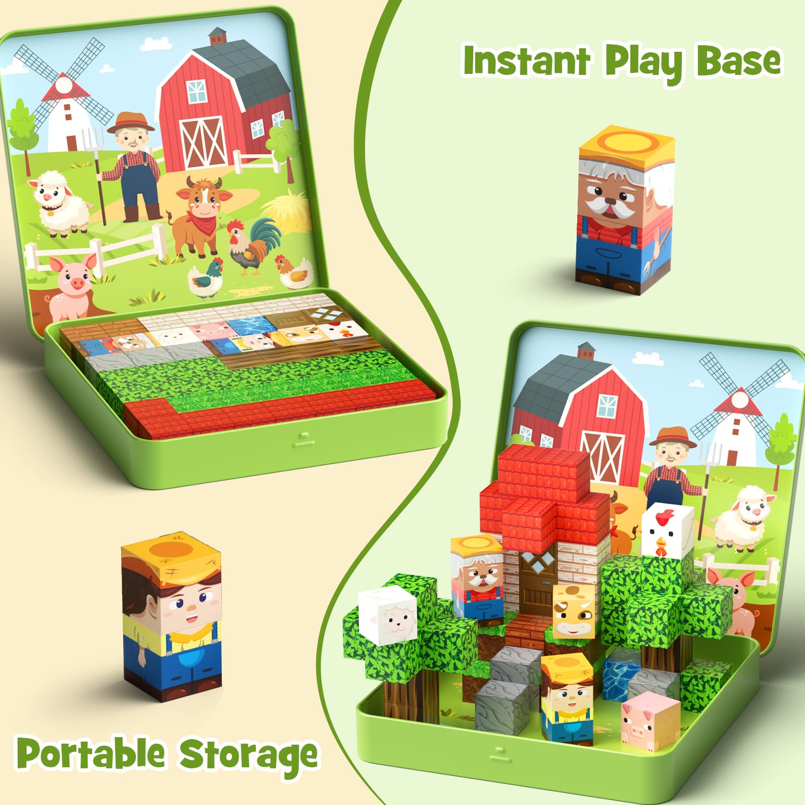 hunloot Iron storage box doubles as a flat magnetic base for mess-free play.