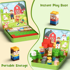 hunloot Iron storage box doubles as a flat magnetic base for mess-free play.