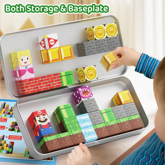 Hunloot storage tin with magnetic blocks for neat organization
