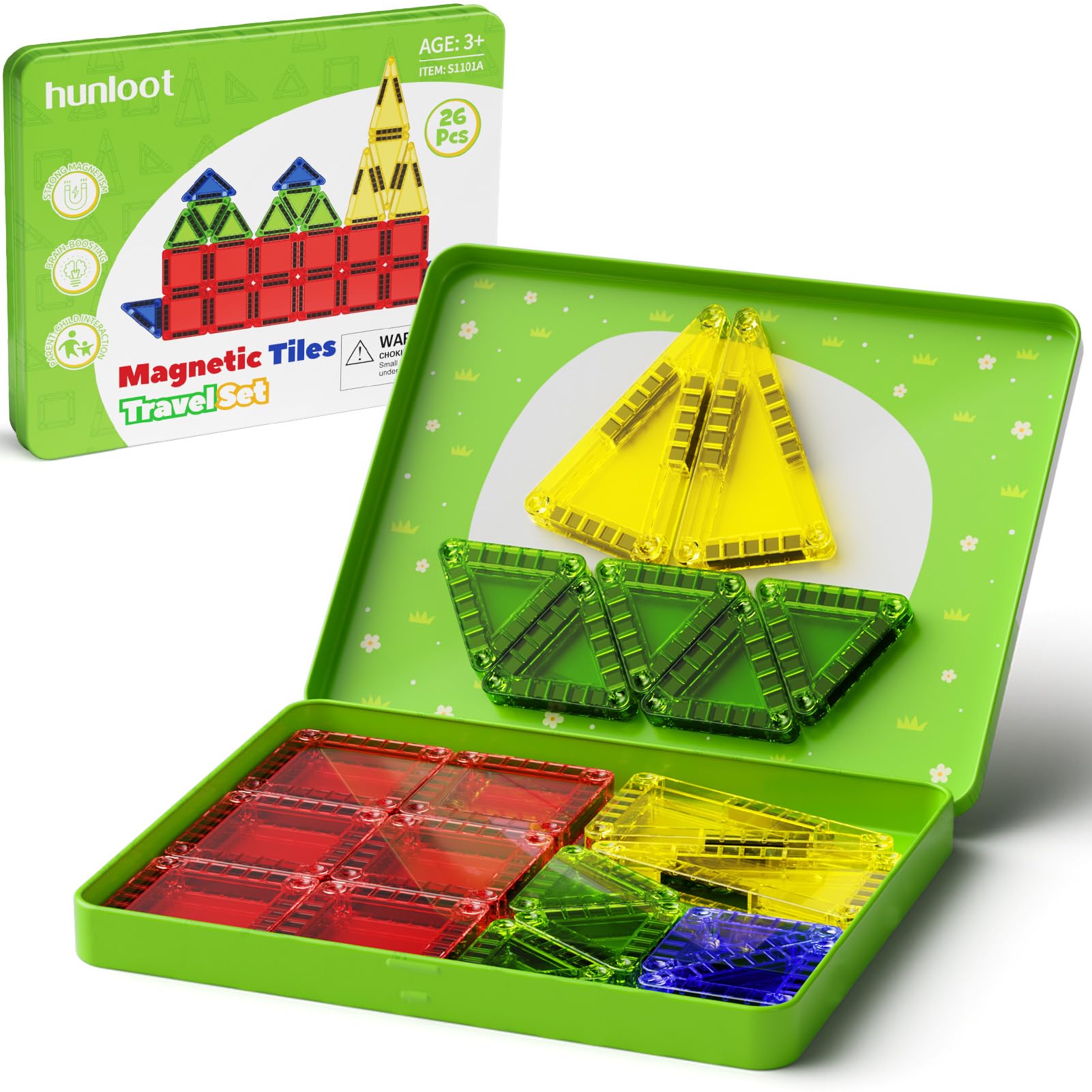 Hunloot mini magnetic tiles travel set for on-the-go creative play