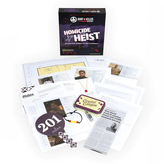 Detective case files and evidence cards from Hunt A Killer fuel deduction