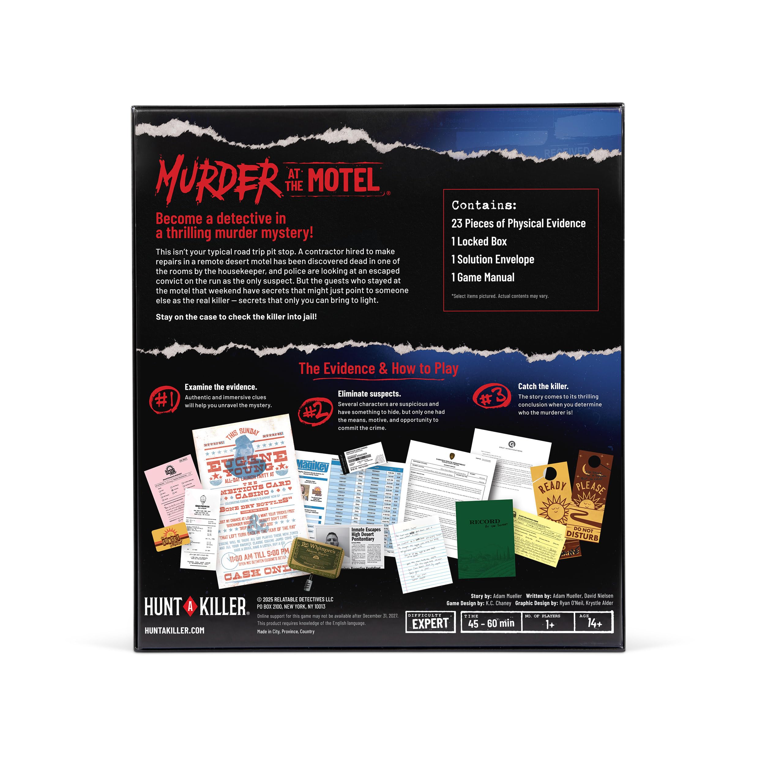 Hunt A Killer Murder at the Motel forensic items layout supports logical investigation