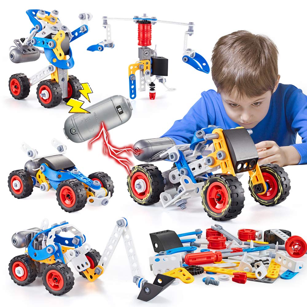 HUOZHI 5-in-1 STEM kit with electric motor powers dynamic models for kids