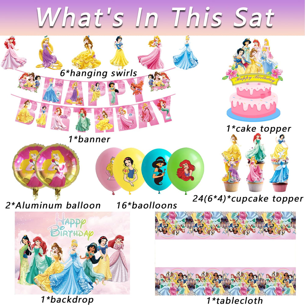 Hupalun Disney Princess backdrop creates a photo-ready stage for celebrations.