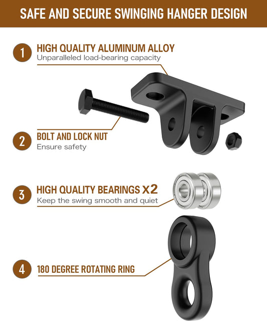 HUPBIPY swing hangers with anti-rust coating for weather-resistant performance.