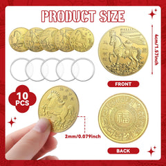 Huquary horse zodiac coin back showing Fu and 12 zodiacs for prosperity
