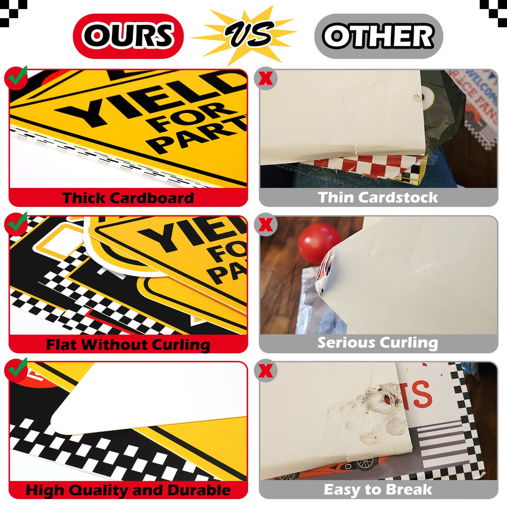 Huray Rayho checkered flags decor for racing party ambiance.