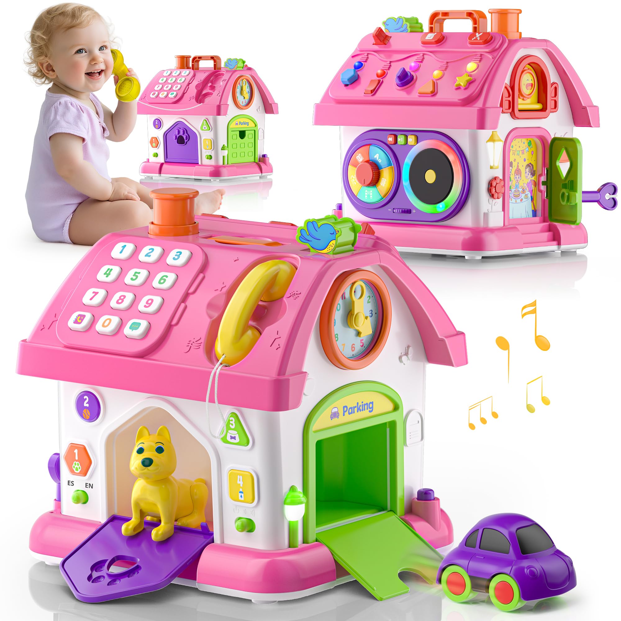 Hurdaos toy house clock teaches sequencing through interactive play.