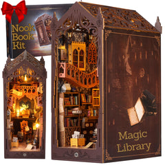 HURUC Book Nook Kit: library-theme LED lighting enhances shelf ambiance and cozy home decor.
