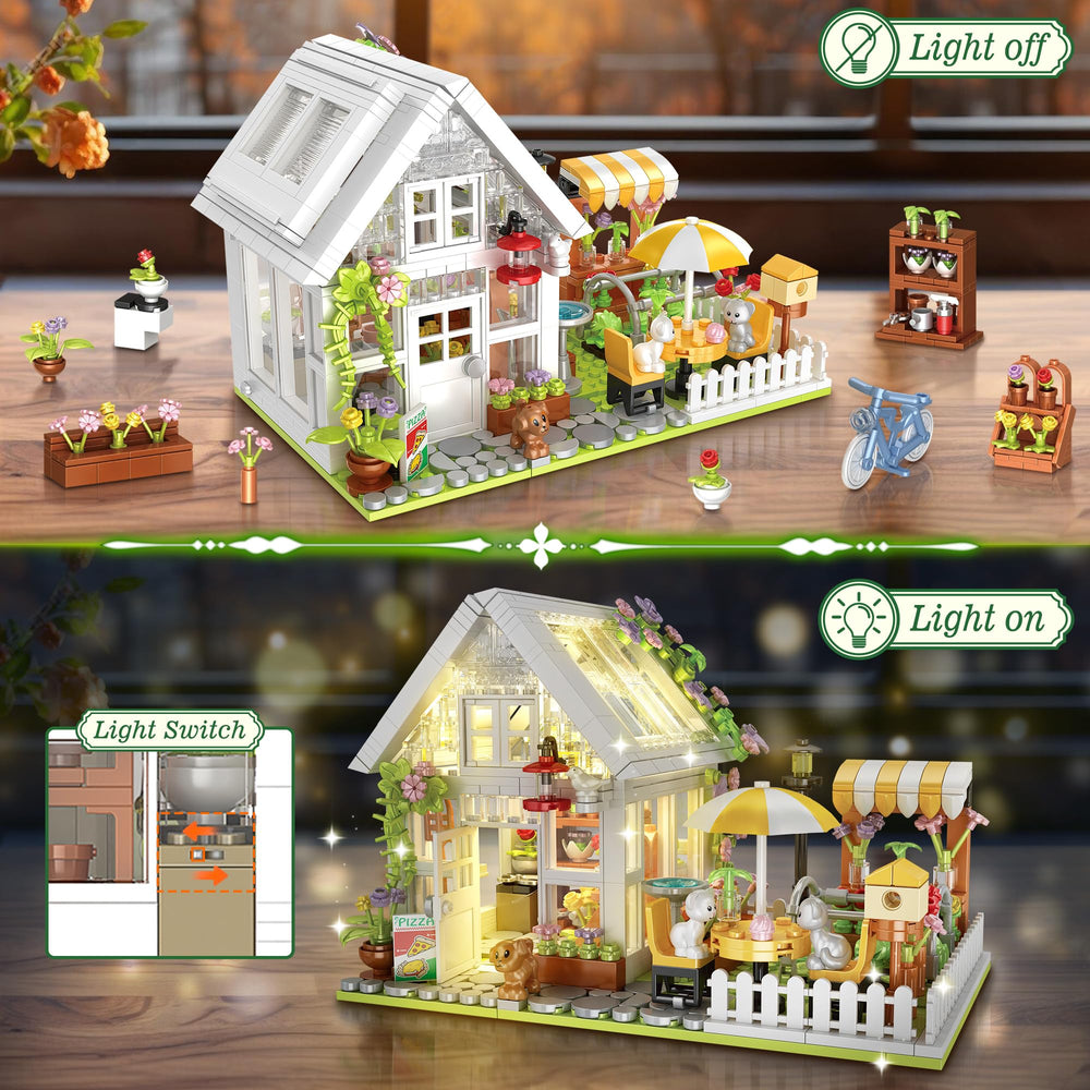 Husalari LED night lighting illuminates the greenhouse model