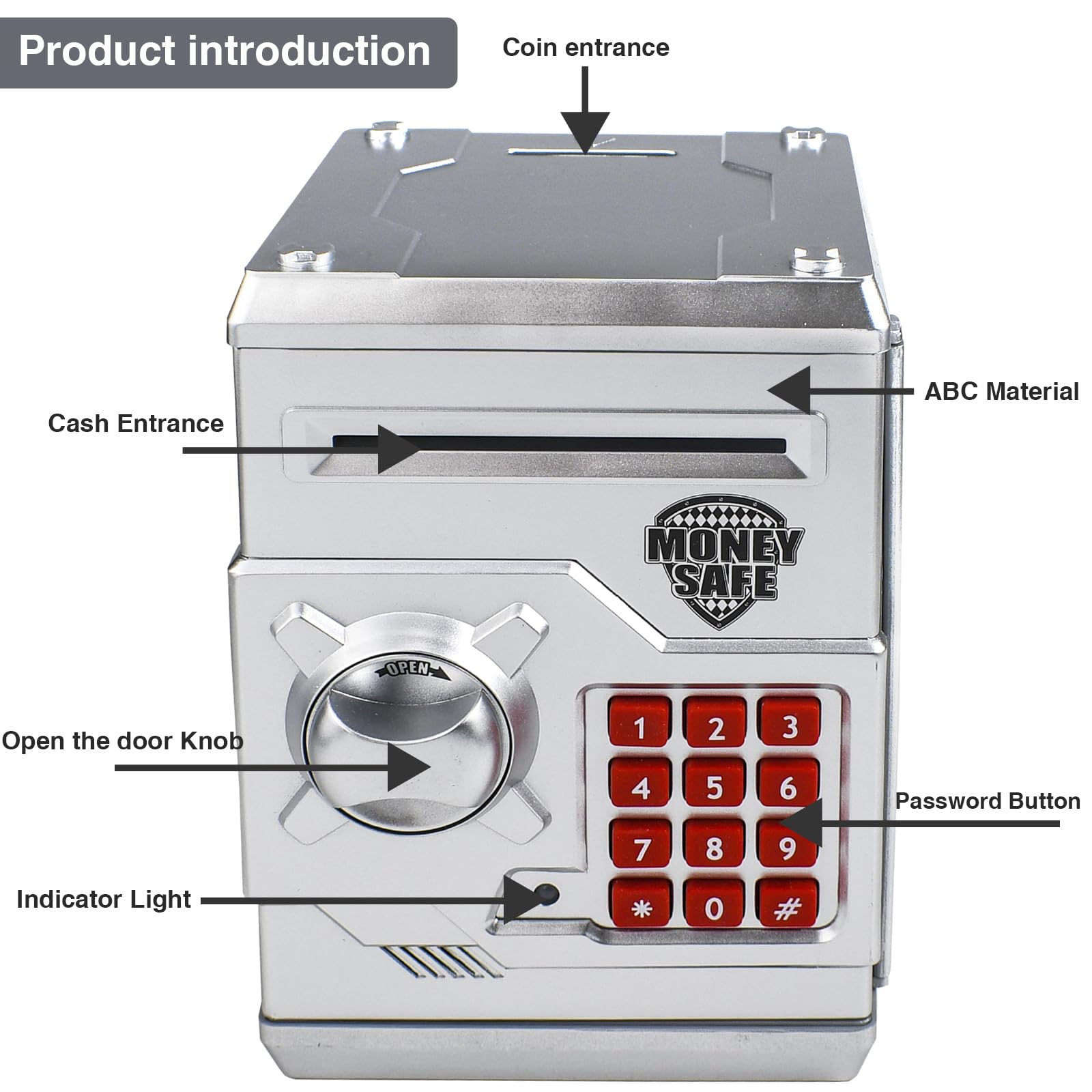 HUSAN piggy bank 4-digit password screen protects privacy.
