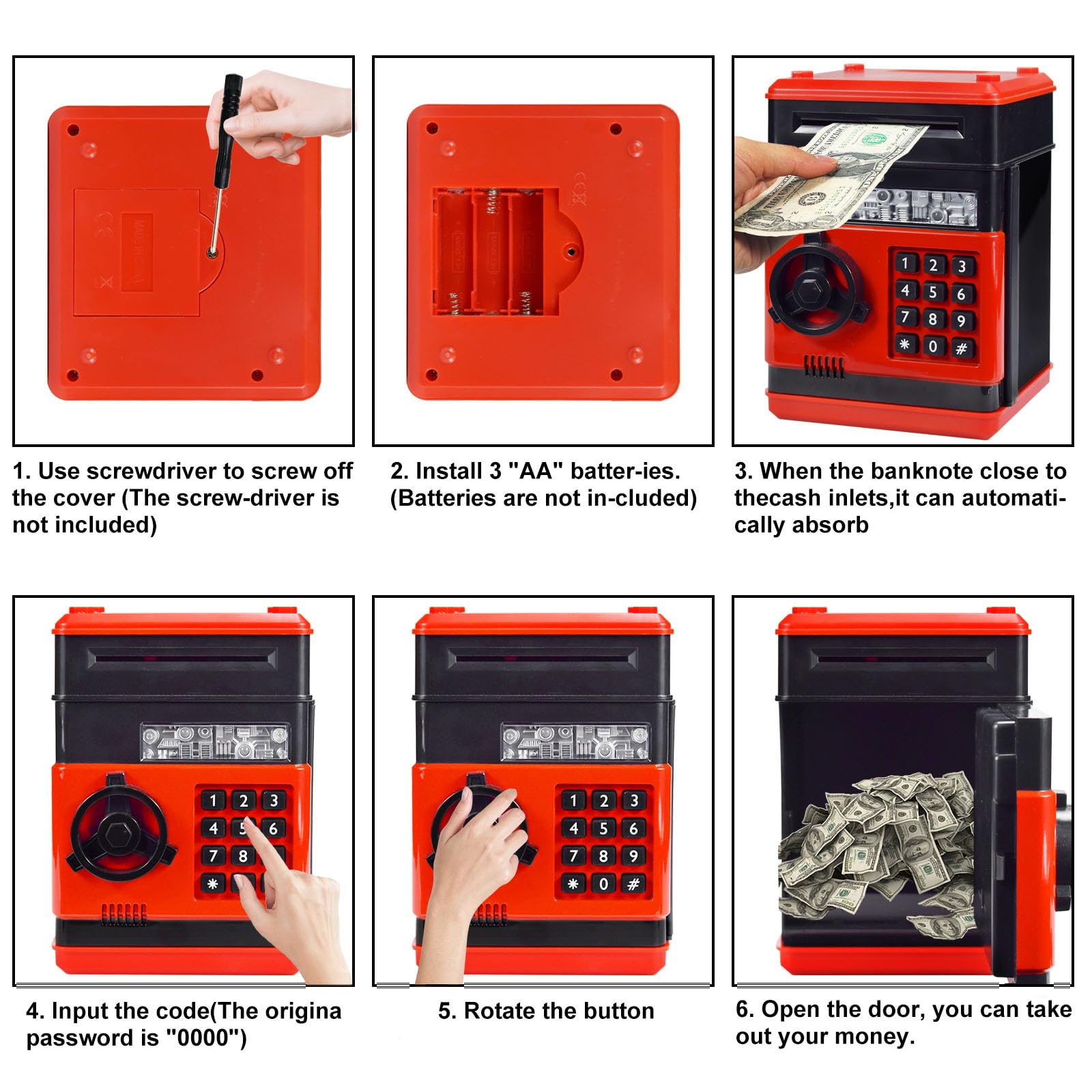 HUSAN piggy bank durable ABS material highlights safety and longevity