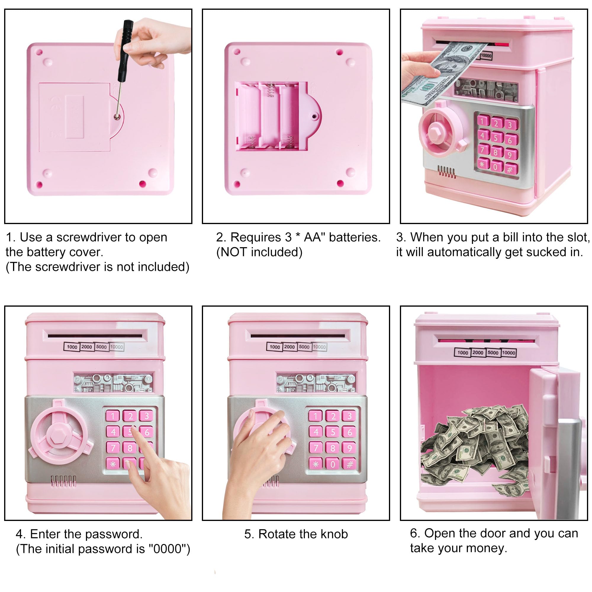 HUSAN anti fall ABS material ensures a durable kid friendly piggy bank.