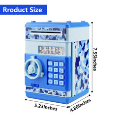 HUSAN camo blue piggy bank coin slot for coin collection and saving