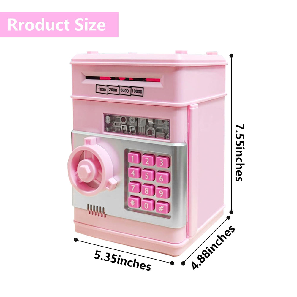 HUSAN piggy bank coin slot and bill slot for easy deposits and practice.