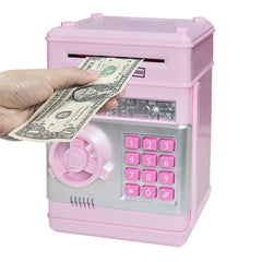 HUSAN light pink piggy bank front view for kids to save coins.