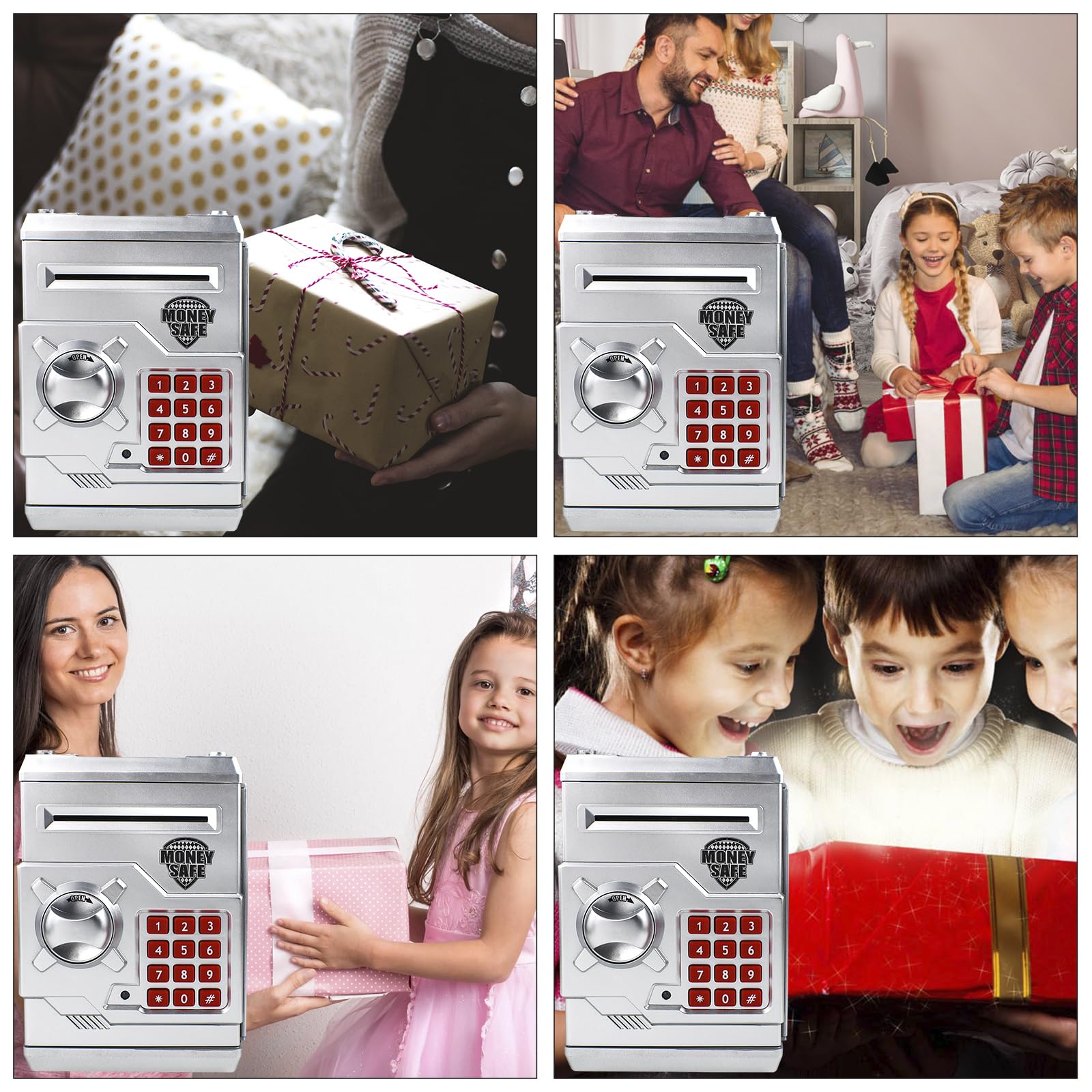 HUSAN piggy bank pack includes manual for setup.
