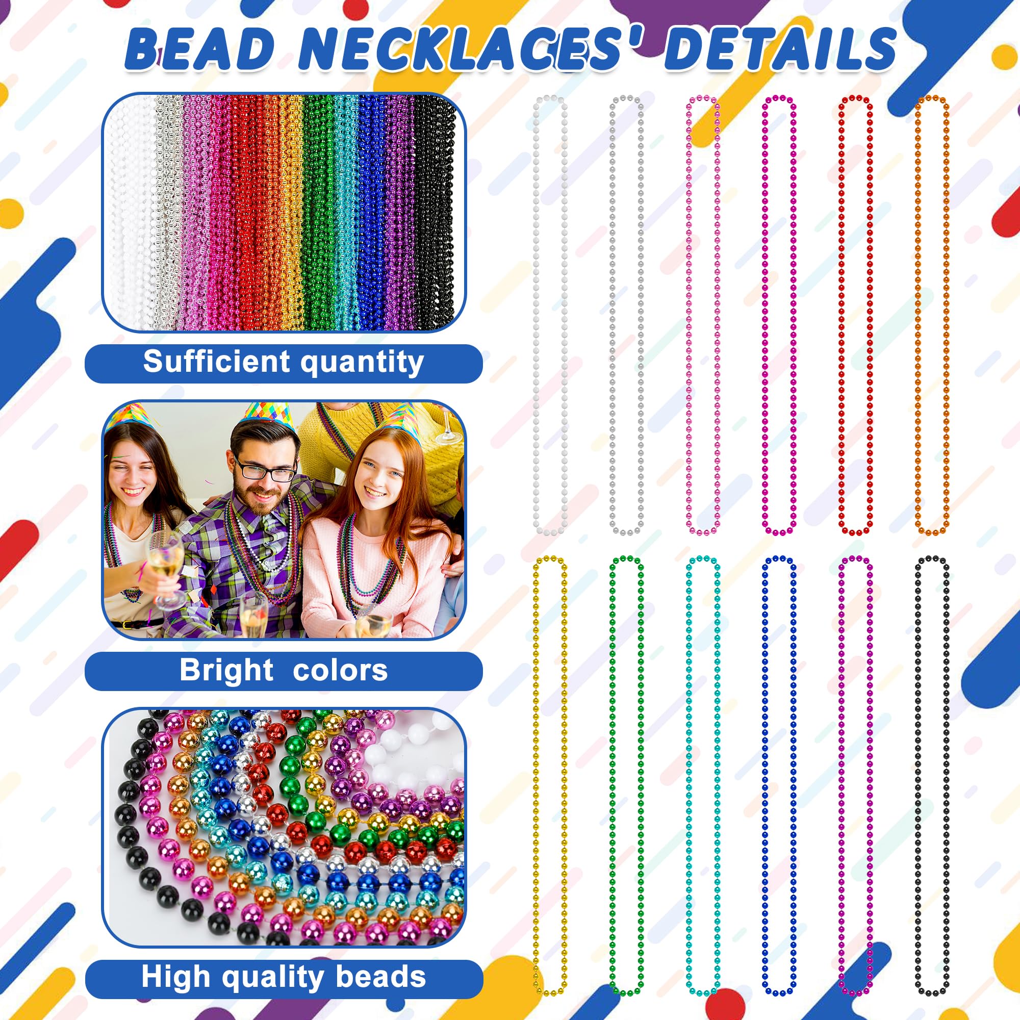 Huskein 33-inch bead necklace—universal size for both women and men.