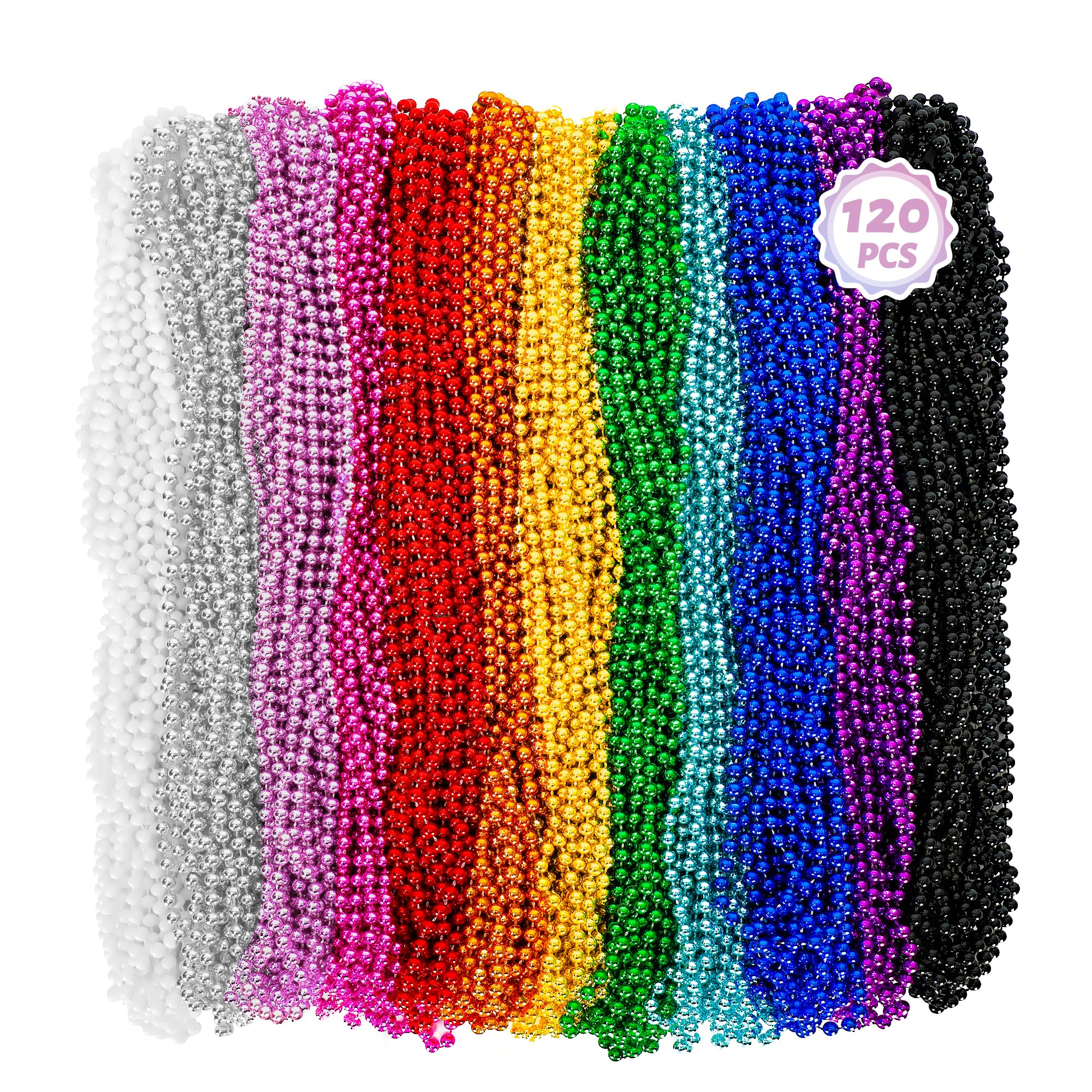 Huskein bead necklace in 12 colors for parades and parties