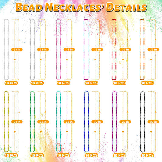 Huskein Mardi Gras beads, 33-inch length, easy to share