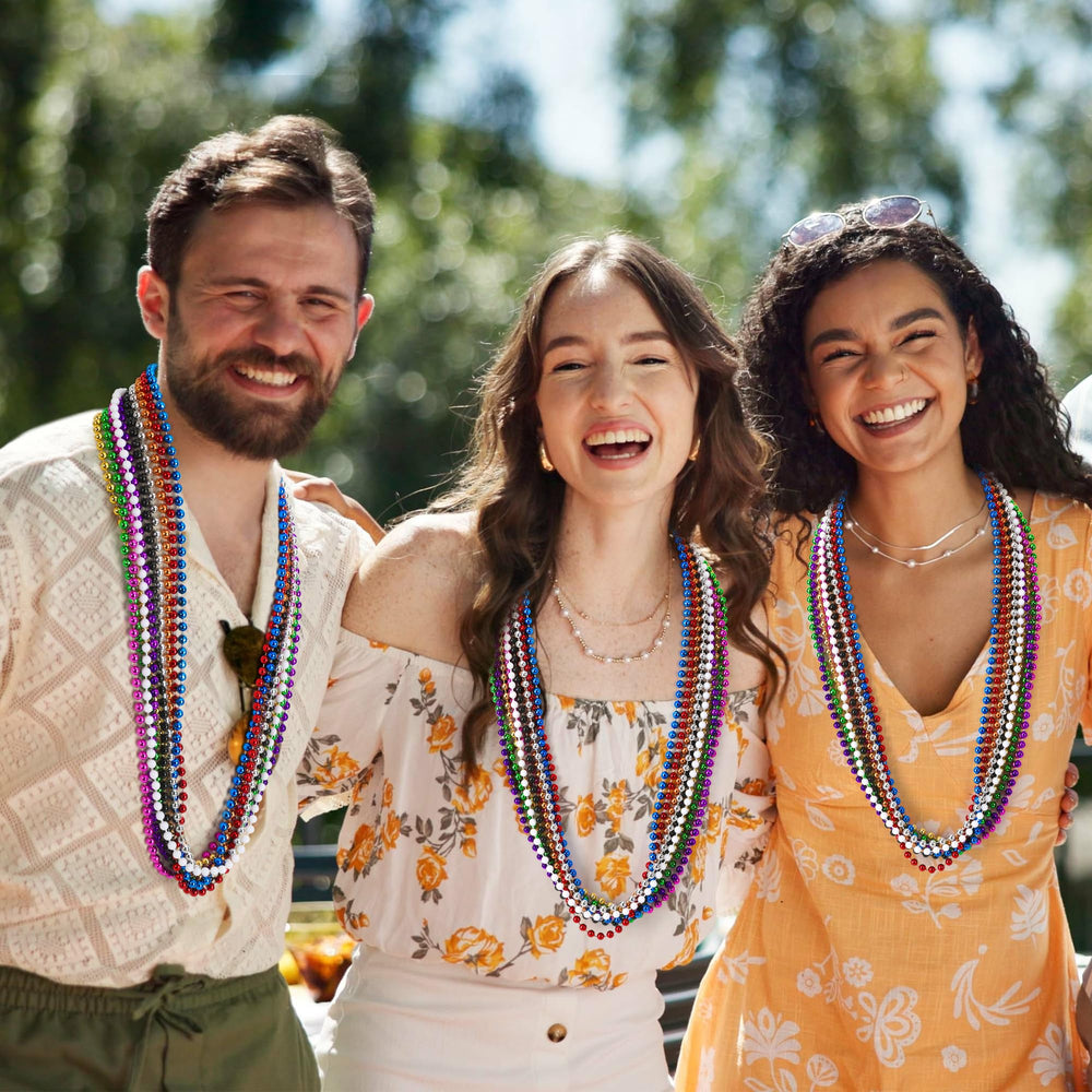 Huskein multi-color bead necklaces, durable plastic for long wear