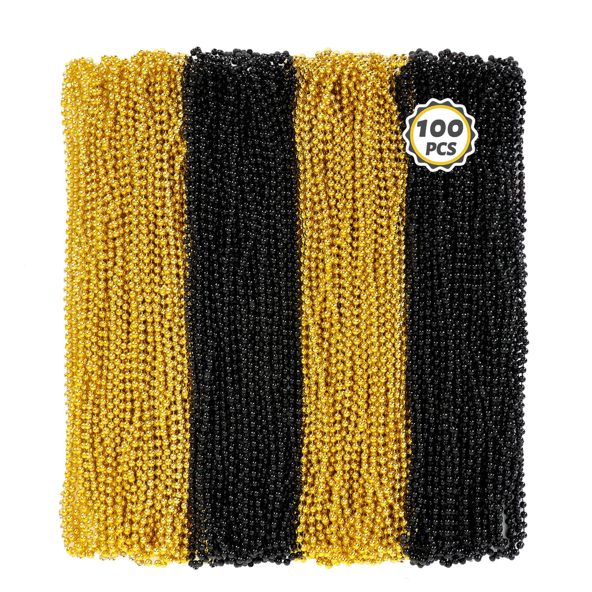 Huskein 33-inch black and gold New Year's bead necklace for festive wear.