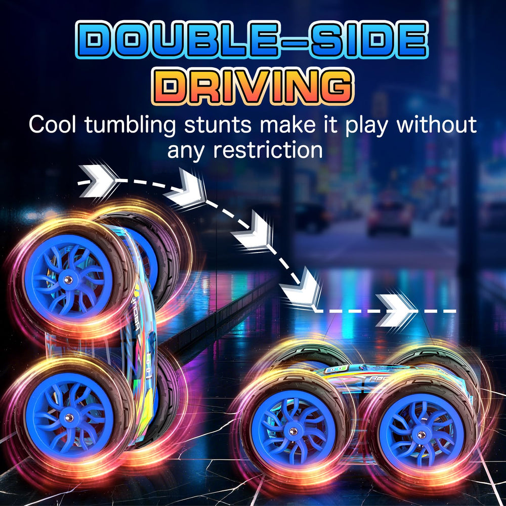 HuToYii LED-lit stunt car with synchronized lights for night fun.