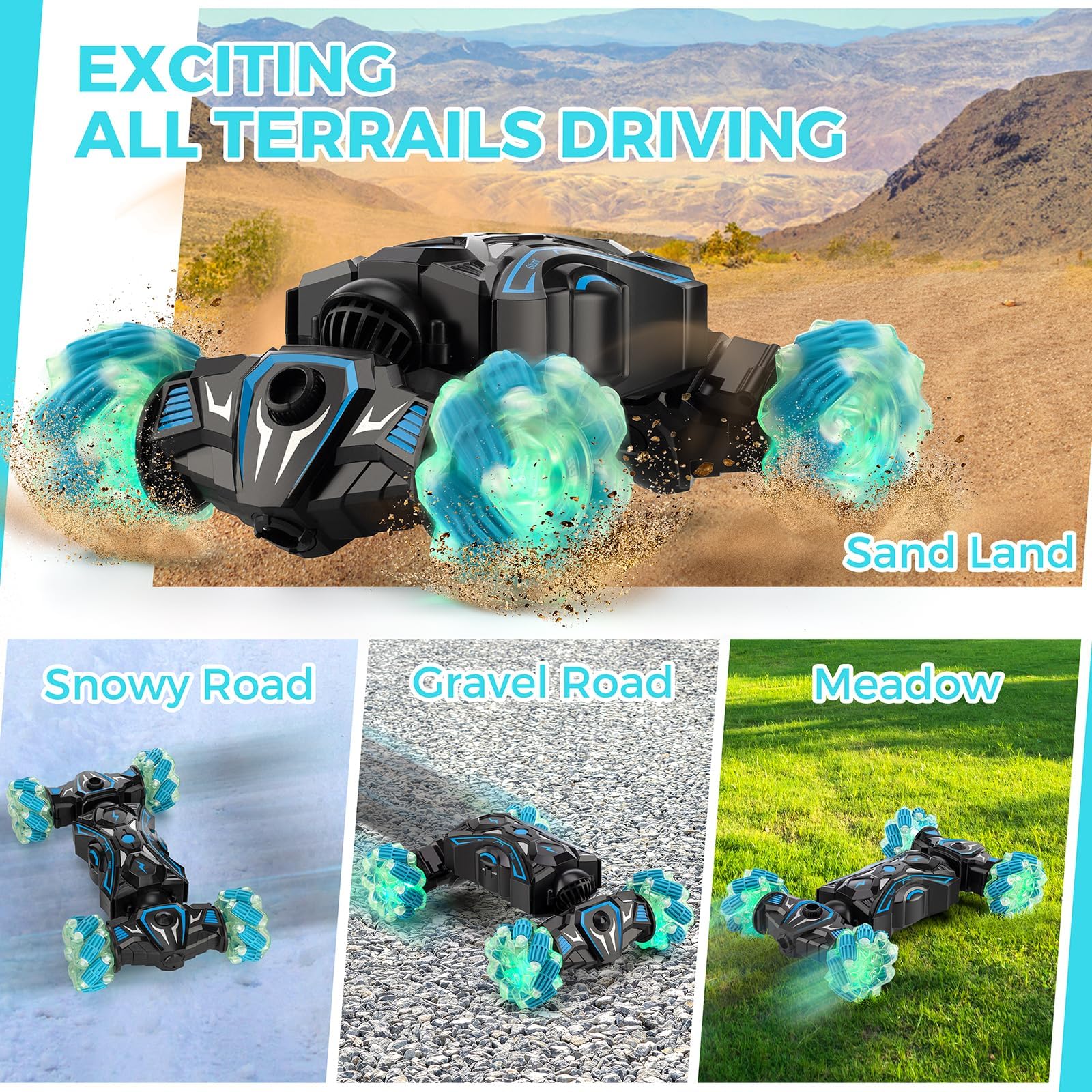HuToYii stunt car's 4WD motor delivers speed and climbing power for thrilling races
